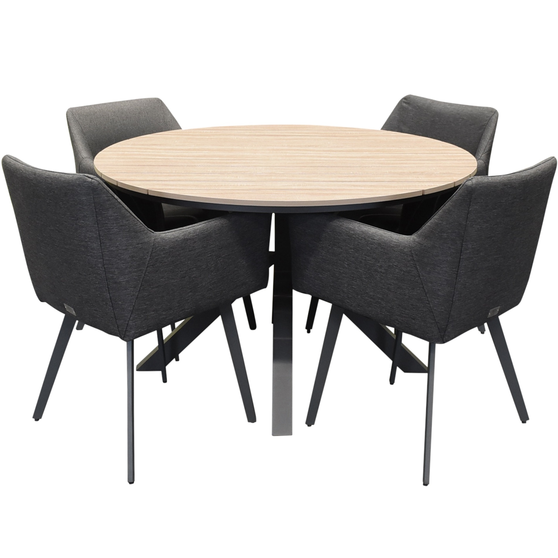 AVH-Collectie Quincy Sarego dining tuinset 120xH75 cm rond 5 delig polywood