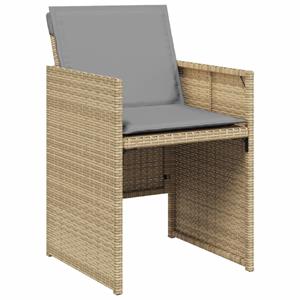 vidaXL Tuinstoelen 4 st met kussens poly rattan gemengd beige