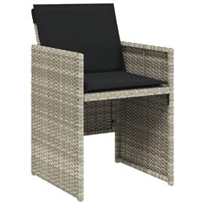 vidaXL Tuinstoelen 4 st met kussens poly rattan lichtgrijs