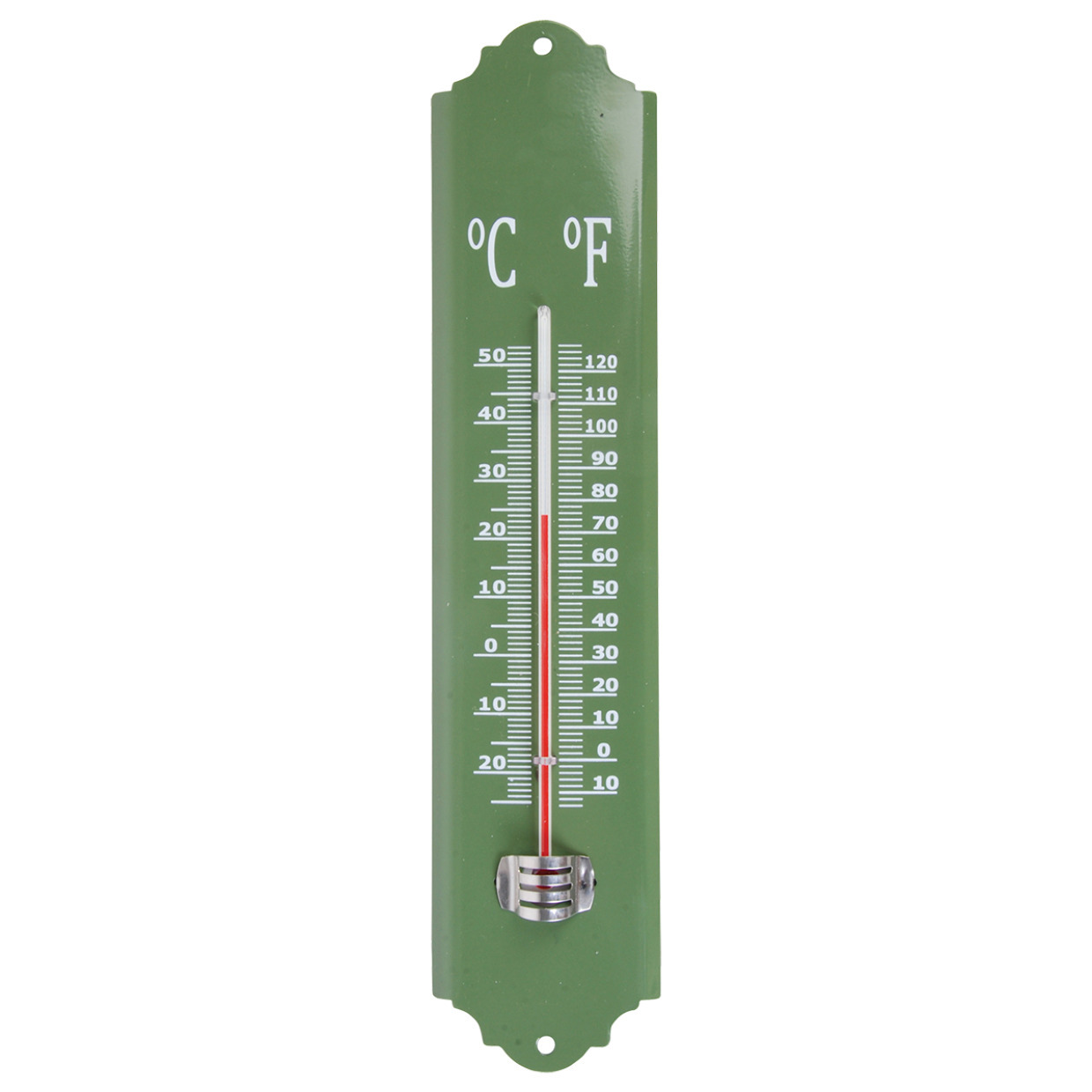 Esschert Design thermometer - voor binnen en buiten - donkergroen - 30 x 7 cm - Celsius/fahrenheit -