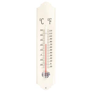 Esschert Design thermometer - voor binnen en buiten - ivoor wit - 30 x 7 cm - Celsius/fahrenheit -
