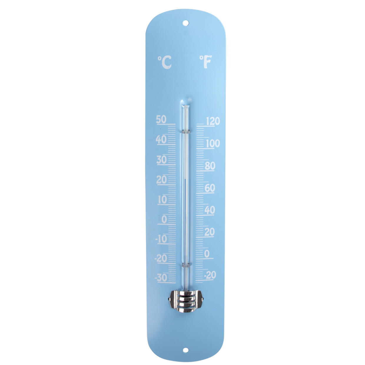 Esschert Design thermometer - voor binnen en buiten - lichtblauw - 30 x 7 cm - Celsius/fahrenheit -