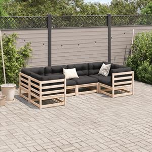 vidaXL 6-delige Loungeset met kussens massief grenenhout