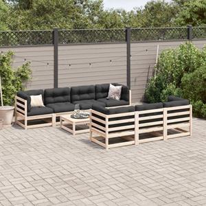 vidaXL 8-delige Loungeset met kussens massief grenenhout