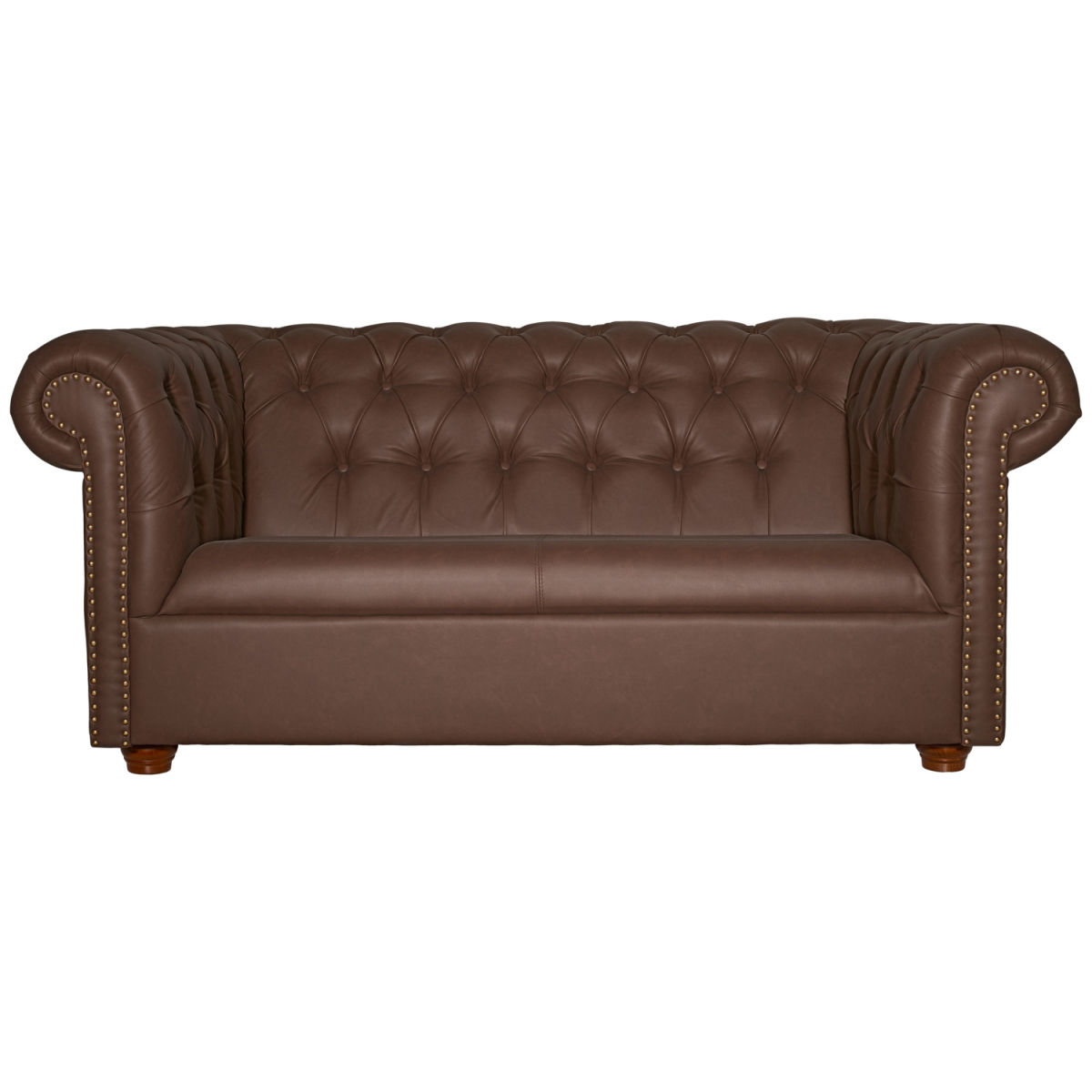 Vega 2-zits sofa Chesterfield incl. poten; 167x97x72.5 cm (BxDxH); zitting bruin, frame bruin