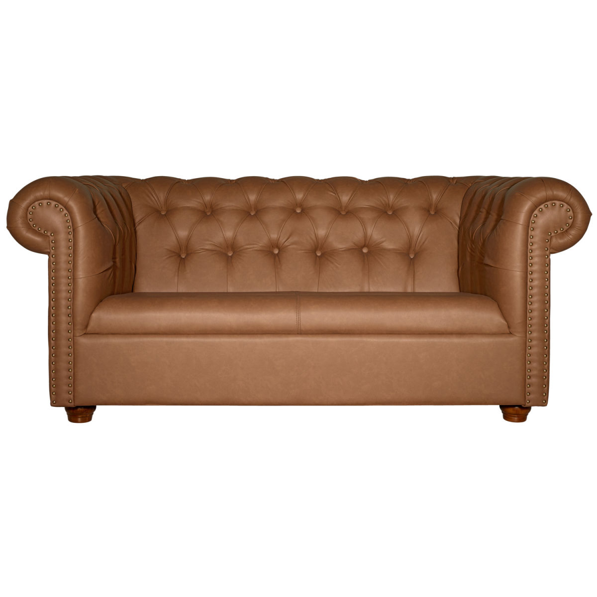 Vega 2-zits sofa Chesterfield incl. poten; 167x97x72.5 cm (BxDxH); zitting cognac, frame bruin