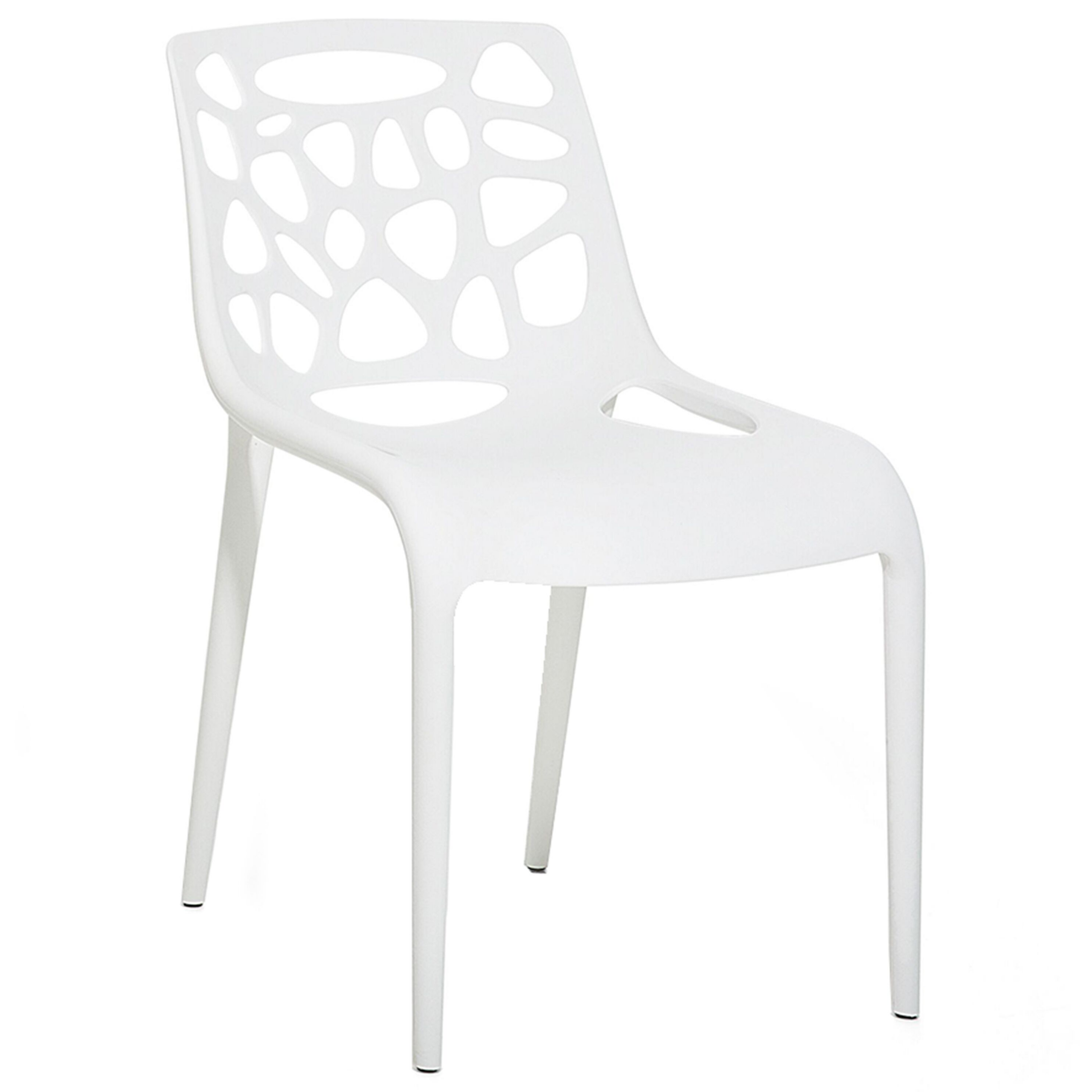 Beliani - Esszimmerstuhl Weiß Kunststoff mit Lochmuster Stapelbar Modern Esszimmer Küche Garten Ausstattung Sitzmöbel Plastikstuhl - Weiß