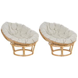 BELIANI Fauteuil set van 2 rotan lichtbeige SALVO