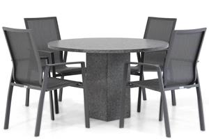 Lifestyle Garden Furniture Lifestyle Ultimate/Graniet 120 cm rond dining tuinset 5-delig