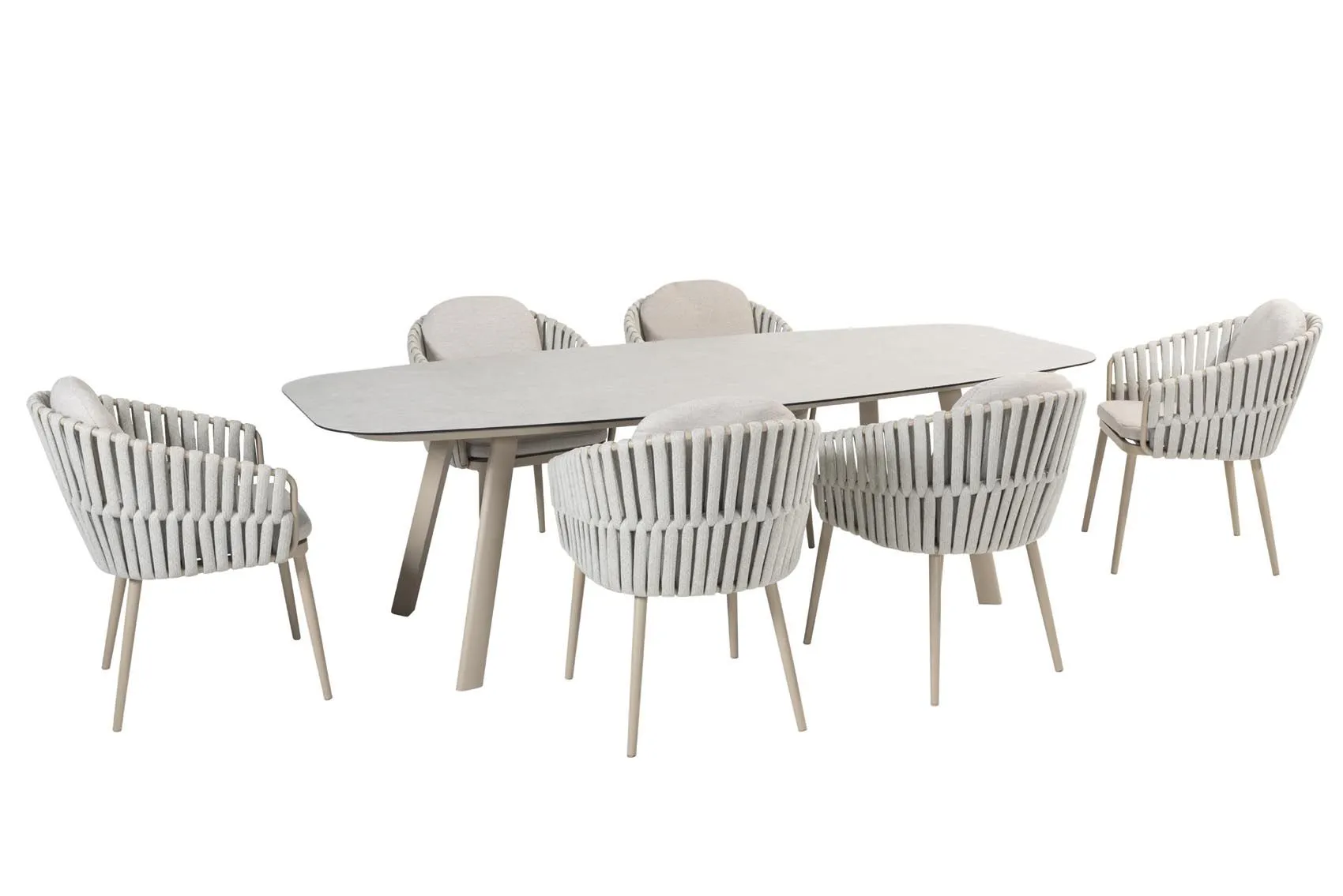 4 Seasons Outdoor Manolo tafel 240x103cm met 6 Eva stoelen