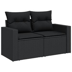 vidaXL 11-delige Loungeset met kussens poly rattan zwart