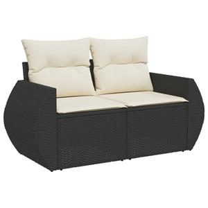 vidaXL 7-delige Loungeset met kussens poly rattan zwart