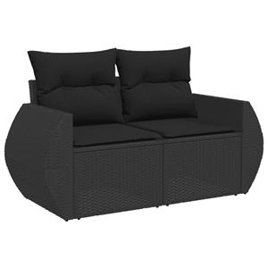 vidaXL 8-delige Loungeset met kussens poly rattan zwart