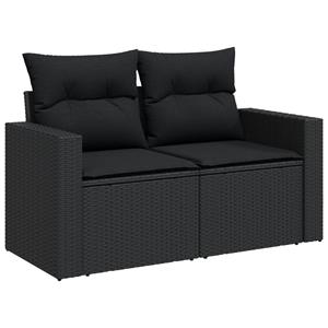 vidaXL 9-delige Loungeset met kussens poly rattan zwart