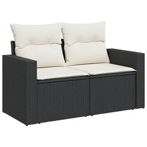 vidaXL 11-delige Loungeset met kussens poly rattan zwart