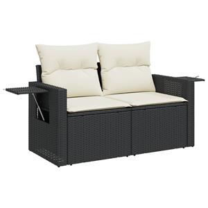 vidaXL 5-delige Loungeset met kussens poly rattan zwart