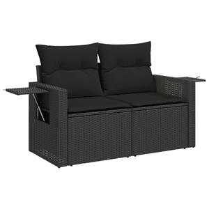 vidaXL 7-delige Loungeset met kussens poly rattan zwart