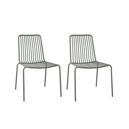 2er Set stapelbare Gartenstühle aus Stahl - Salbeigrün - Sweeek