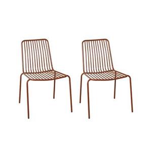 2er Set stapelbare Gartenstühle aus Stahl - Terrakotta - Sweeek