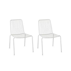 2er Set stapelbare Gartenstühle aus Stahl - Weiß - Sweeek
