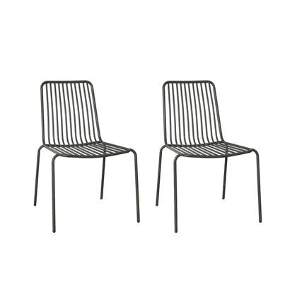 Sweeek - 2er Set stapelbare Gartenstühle aus Stahl - Anthrazit