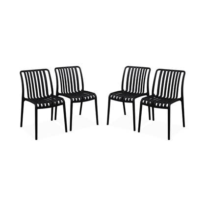 Sweeek - 4er Set Gartenstühle aus Kunststoff, stapelbar - Schwarz