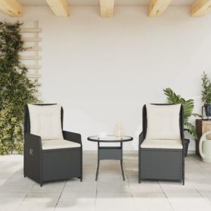 vidaXL Tuinstoelen 2 st verstelbaar poly rattan zwart