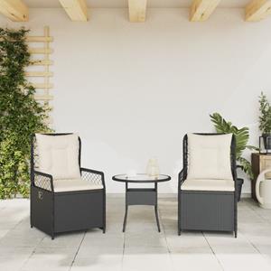 vidaXL Tuinstoelen 2 st verstelbaar poly rattan zwart