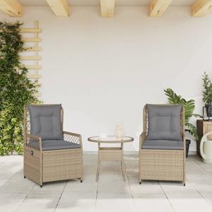 vidaXL Tuinstoelen 2 st verstelbaar poly rattan beige