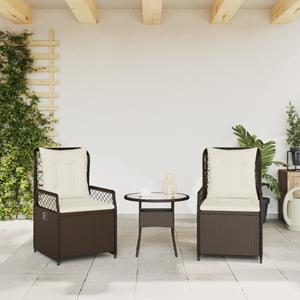 vidaXL Tuinstoelen 2 st verstelbaar poly rattan bruin