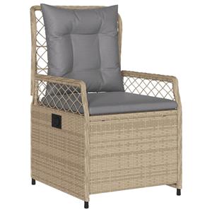 vidaXL 3-delige Tuinset met kussens poly rattan beige