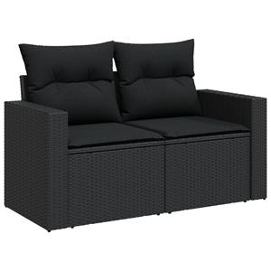 vidaXL 6-delige Loungeset met kussens poly rattan zwart