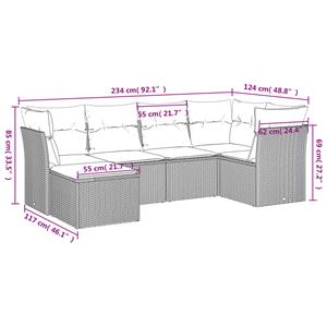 vidaXL 6-delige Loungeset met kussens poly rattan bruin