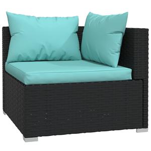 vidaXL 14-delige Loungeset met kussens poly rattan zwart