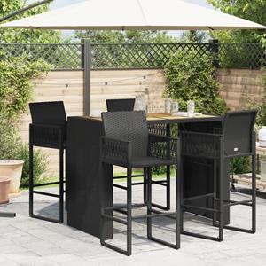 vidaXL Tuintafel met acaciahouten blad 145x80x110 cm poly rattan zwart