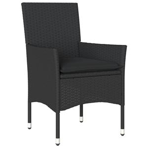 vidaXL 5-delige Loungeset met kussens poly rattan en acaciahout zwart