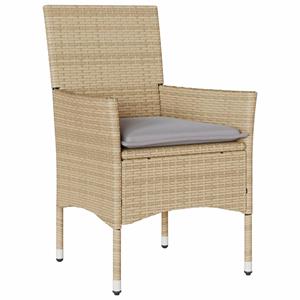 vidaXL 7-delige Tuinset met kussens poly rattan en glas beige