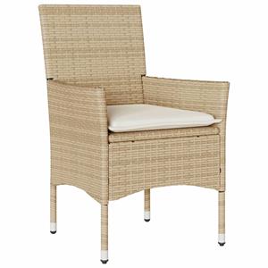 vidaXL 7-delige Tuinset met kussens poly rattan en acaciahout beige