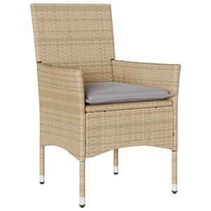 vidaXL 11-delige Tuinset met kussens poly rattan en glas beige