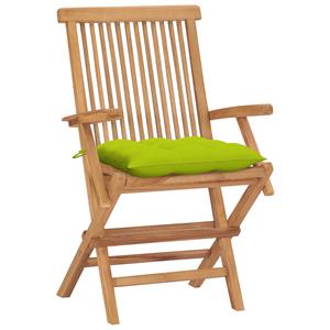 vidaXL Tuinstoelen 4 st met heldergroene kussens massief teakhout