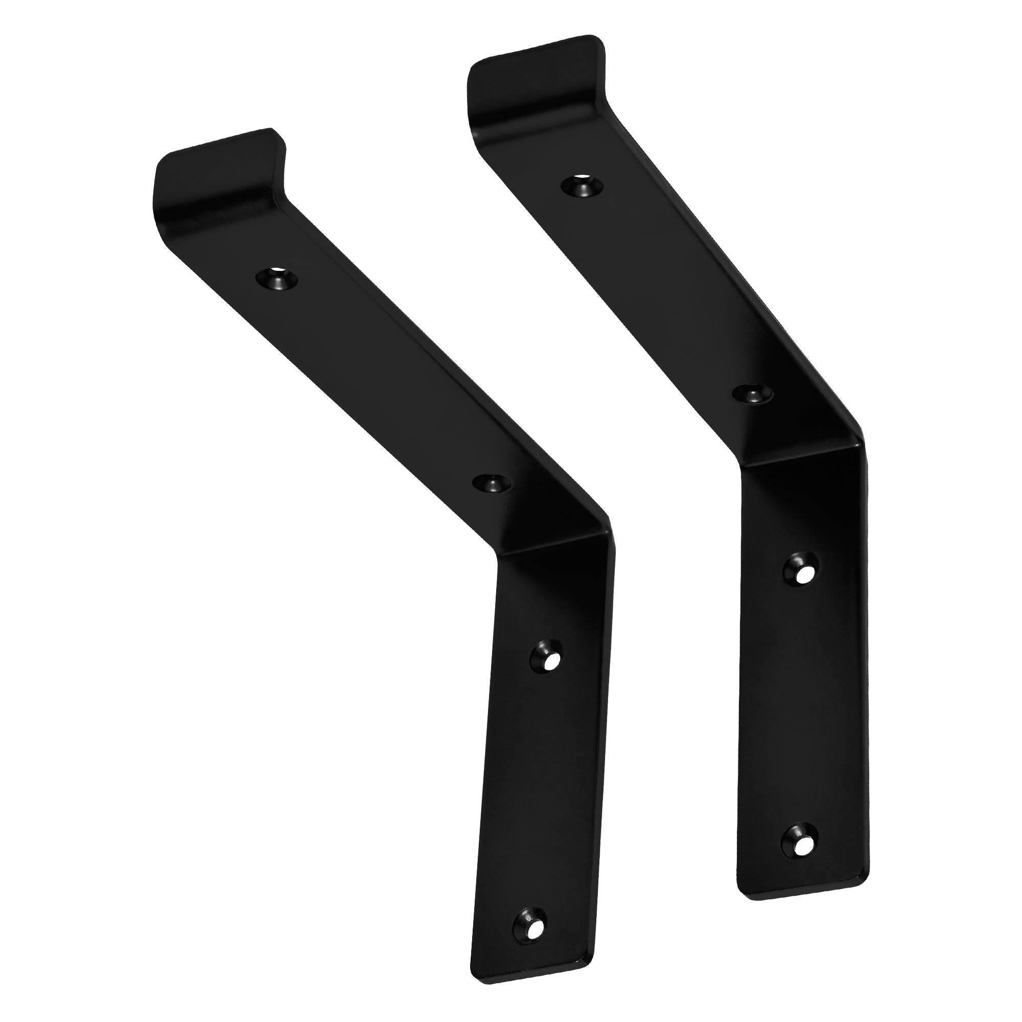 2 Stück Regalträger L-Form, 25x4x14,5 cm, Schwarz, aus Metall - Ml-design