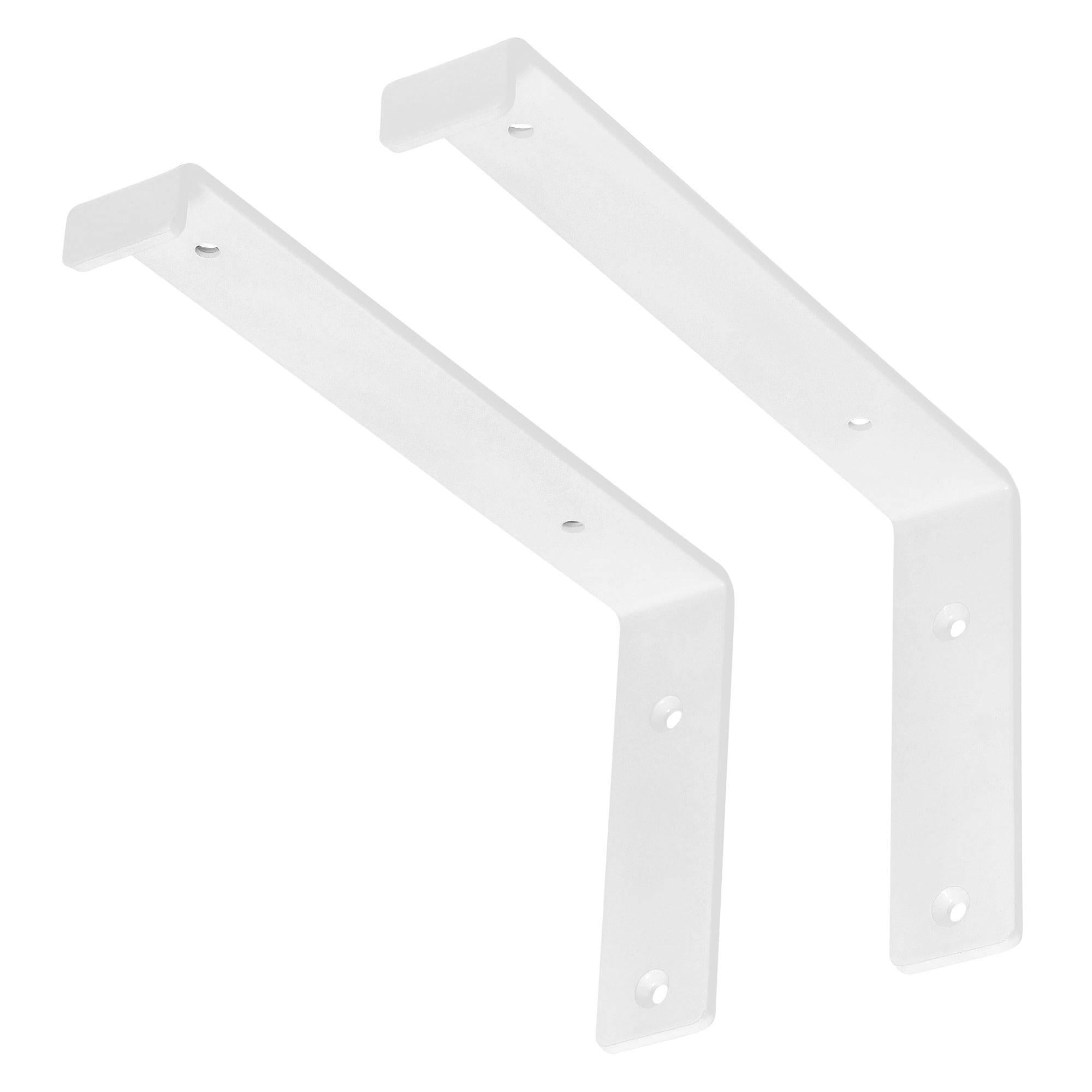 2 Stück Regalträger L-Form, 25x4x14 cm, Weiß, aus Metall - Ml-design