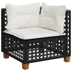 vidaXL 5-delige Loungeset met kussens poly rattan zwart