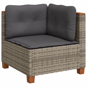 vidaXL 5-delige Loungeset met kussens poly rattan grijs