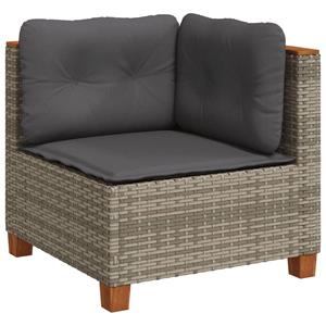 vidaXL 6-delige Loungeset met kussens poly rattan grijs