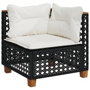 vidaXL 6-delige Loungeset met kussens poly rattan zwart