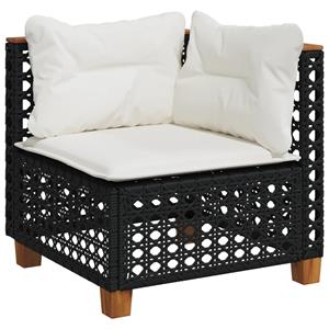 vidaXL 9-delige Loungeset met kussens poly rattan zwart