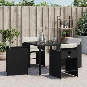 vidaXL Tuinstoelen 4 st met kussens poly rattan zwart