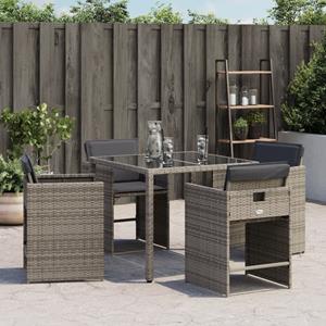 vidaXL Tuinstoelen 4 st met kussens poly rattan grijs