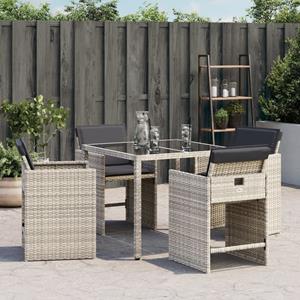 vidaXL Tuinstoelen 4 st met kussens poly rattan lichtgrijs